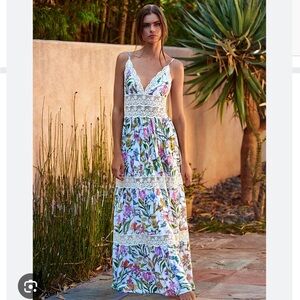 PQ Swim Tropical Lace Maxi Resortwear Dress size small new without tags